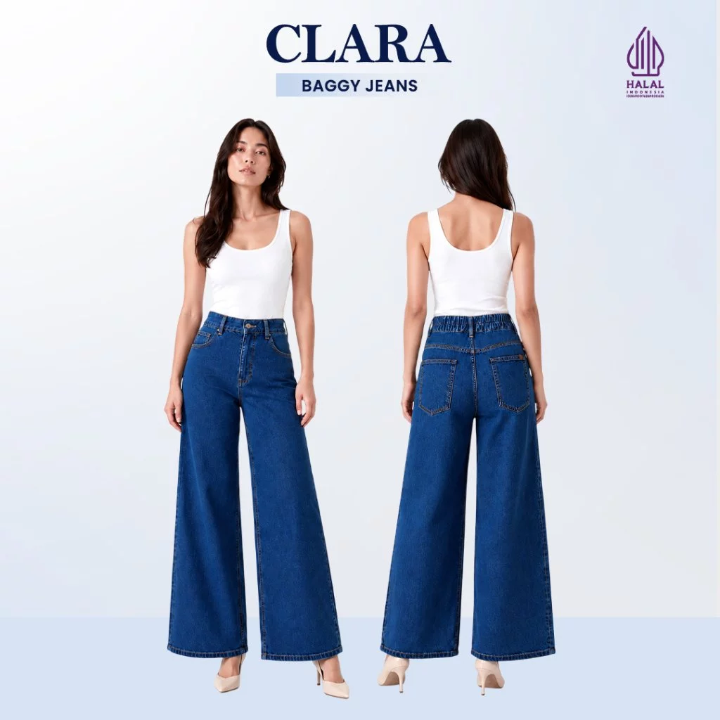 Emba Ladies - Clara Baggy Jeans Celana Denim Wanita Non Stretch 100% Cotton High Waist