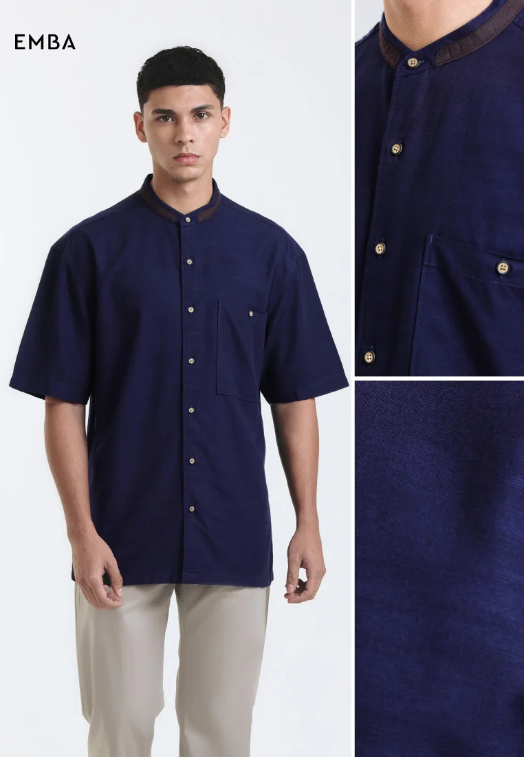 Emba Denim - Aram Two 049 Kemeja Koko Pria Lengan Pendek Relaxe Fit
